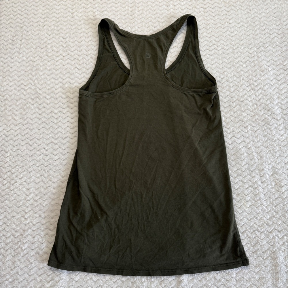 Lululemon Racerback Tank Top Dark Olive Green Scoop Neck Activewear Size 6